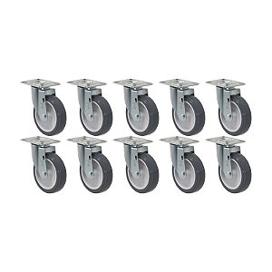 KIT 10 RODÍZIO GIRATÓRIO PVC CINZA GL512 BP SM 75KG SCHIOPPA