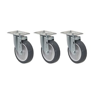 KIT 3 RODÍZIO GIRATÓRIO PVC CINZA GL 512 BP SM 75KG SCHIOPPA