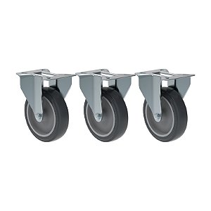 KIT 3 RODÍZIO FIXO PVC CINZA FL 512 BP SM 75KG SCHIOPPA