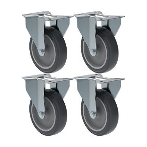KIT 4 RODÍZIO FIXO PVC CINZA FL 512 BP SM 75KG SCHIOPPA