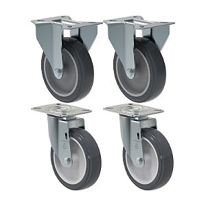 KIT 4 RODÍZIO FIXO GIRATÓRIO PVC CINZA 512 BP SM 75KG