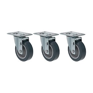 KIT 3 RODÍZIO GIRATÓRIO PVC CINZA GL 412 BP SM 65KG SCHIOPPA