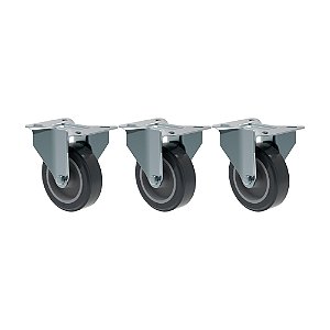 KIT 3 RODÍZIO FIXO PVC CINZA FL 412 BP SM 65KG SCHIOPPA