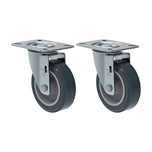 KIT 2 RODÍZIO GIRATÓRIO PVC CINZA GL 412 BP SM 65KG SCHIOPPA