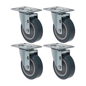 KIT 4 RODÍZIO GIRATÓRIO PVC CINZA GL 412 BP SM 65KG SCHIOPPA