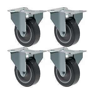 KIT 4 RODÍZIO FIXO PVC CINZA FL 412 BP SM 65KG SCHIOPPA