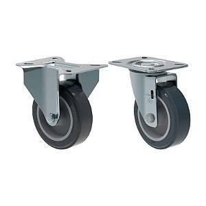 KIT 2 RODÍZIO FIXO GIRATÓRIO PVC CINZA 412 BP SM 65KG