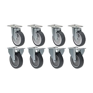 KIT 8 RODÍZIO FIXO GIRATÓRIO PVC CINZA 512 BP SM 75KG