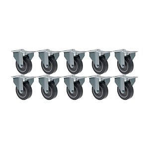 KIT 10 RODÍZIO FIXO PVC CINZA FL 412 BP SM 65KG SCHIOPPA