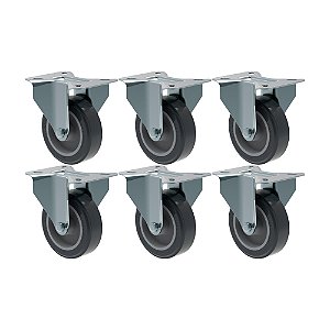KIT 6 RODÍZIO FIXO PVC CINZA FL 412 BP SM 65KG SCHIOPPA