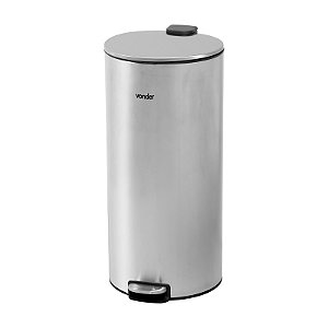 LIXEIRA REDONDA 30 LITROS INOX CINZA VONDER