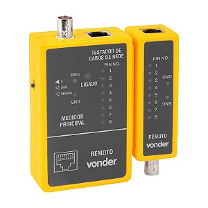 TESTADOR DE CABOS DE REDE RJ45 E CABOS COAXIAIS VONDER