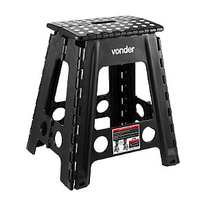 BANQUETA PLÁSTICA DOBRÁVEL 450MM PRETA VONDER