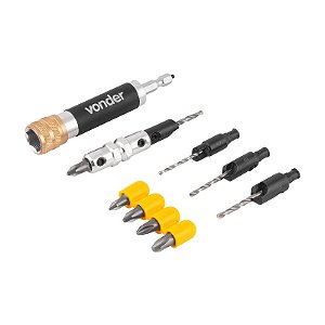 JOGO BITS/PONTEIRAS BROCAS ESCAREADORAS 11 PCS ENCAIXE 1/4 VD