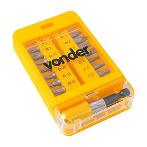 JOGO BITS/PONTEIRAS C/15 PEÇAS ENGATE RÁPIDO 1/4" VONDER