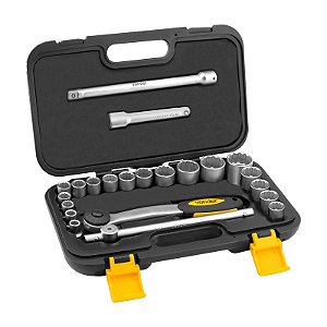 JOGO SOQUETES ESTRIADOS ENCAIXE 1/2" 8MM A 32MM 22PCS VONDER