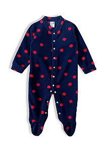Pijama Macacão soft bebê bolinhas