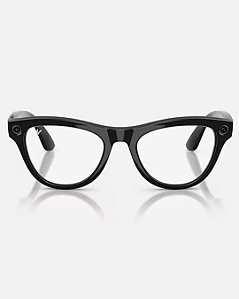 Ray Ban Meta Skyler Preto Brilhante com lentes transparentes RW4014 601/SB 52