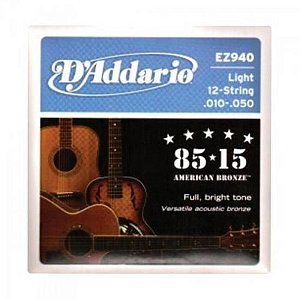 Encordoamento Para Violão 12C D Addario EZ940 Aço .010