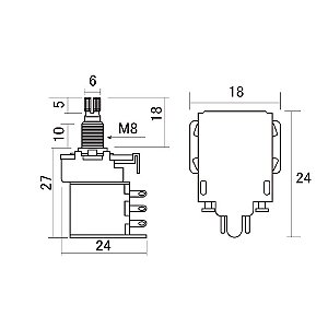 Potenciômetro B500K Push/Pull Instrumentos Hosco PUSH-500B