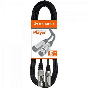 Cabo para Microfone Hayonik Player XLR(F) X XLR(M) 10m Preto