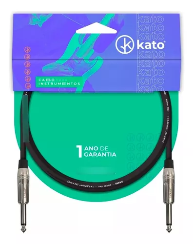 Cabo P10 para Guitarra e Instrumentos Kato P10 (M)/P10(M) Preto 3 metros