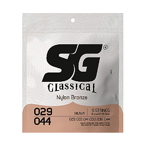 Encordoamento SG 029 para Violão Nylon Bronze 65/35 Prata Tensão Alta Pesada 0.029-0.044