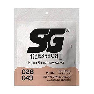 Encordoamento SG para Violão 65/35 Prata Tensão Média com Bolinha 0.028-0.043