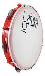 Pandeiro Luen Vermelho 10 Polegadas Pele Leitosa Batuka