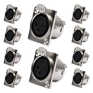 Conector Painel Xlr Fêmea 3 Polos Storm 10 Unidades