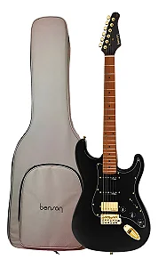 Guitarra Benson Stratocaster Hardy S 902 M BK/BK MH Preto/Dourado C/ Bag HSS