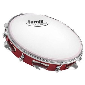 Pandeiro 10' Injetado Vermelhho Pele Leitosa Torelli TP309VM
