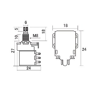 Potenciômetro A500K Push/Pull Instrumentos Hosco PUSH-500A