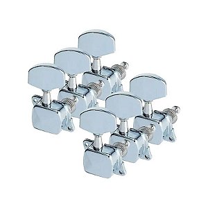 Tarraxa P/guitarra 3 Mais 3 Semi Blindada Cromada Dolphin