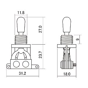 Chave Seletora 3 Posições Les Paul Cromada Hosco YM-T20C