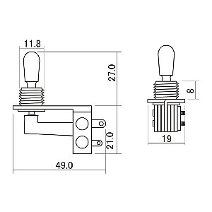 Chave Seletora 3 Posições Les Paul Cromada L Hosco YM-T70R