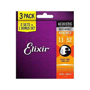 Encordoamento 011 Custom Light 80/20 Violão Elixir