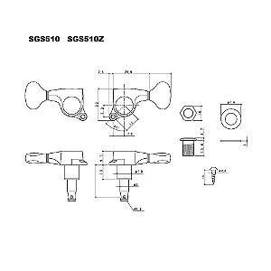 Tarraxa Blindada (L3+R3) Cromada (6 Peças) Gotoh SGS510-A07