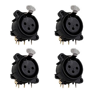 Kit 04 Conectores Xlr Femea P/ Pci 3 Polos Wc 4046 Wireconex