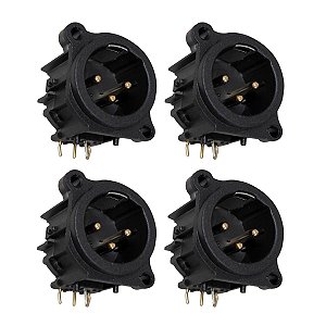 Kit 04 Conectores Xlr Macho P/ Pci 3 Polos Wc 4050 Wireconex