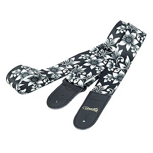 Correia Poliéster Floral Branco/preto Tn10s Tonante