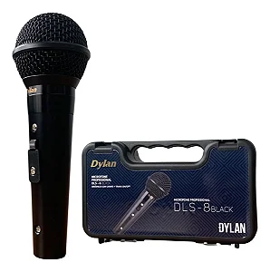 Microfone Dylan com Fio DLS-8 Black Dinâmico Cardioide