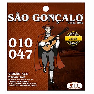 Encordoamento Aço Violão 010 Pacote 03 Unidades São Gonçalo