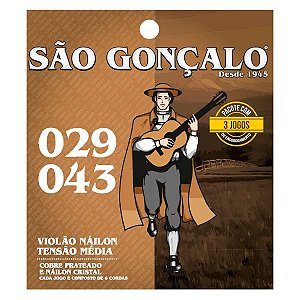 Encordoamento Violão Nylon Cristal Pacote 03 Unidades São Gonçalo
