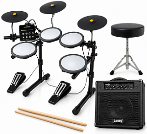 Kit Bateria Eletrônica Nagano Tech NTF-01 7 Pads, Amplificador Laney DH40 40W , Banco e Baquetas