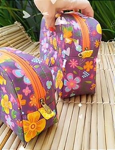 necessaire meia lua floral