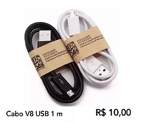 Cabo de Dados e carregador v8 usb 1M