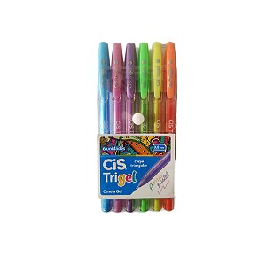 Caneta CiS Trigel Estojo com 6 Cores Pastel