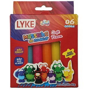 Massinha de Modelar Infantil Soft Neon 80g 6 Cores - Lyke