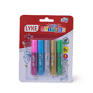 Cola Colorida Gliter 6g (Blister) com 5 tubos - LYKE